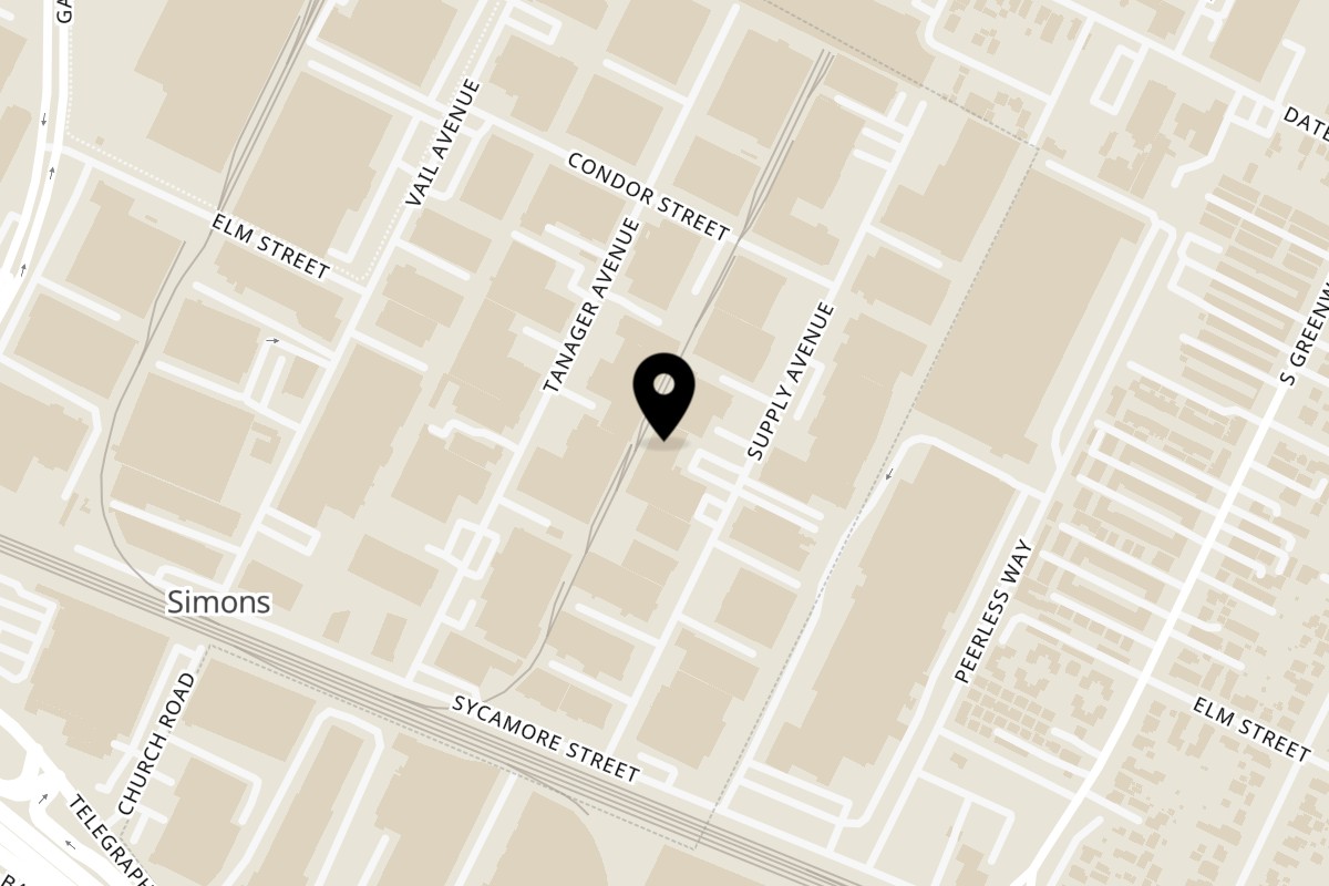 Map showing the location of Dirt Dog The Compound – Commerce on 2909 Supply Ave in Commerce