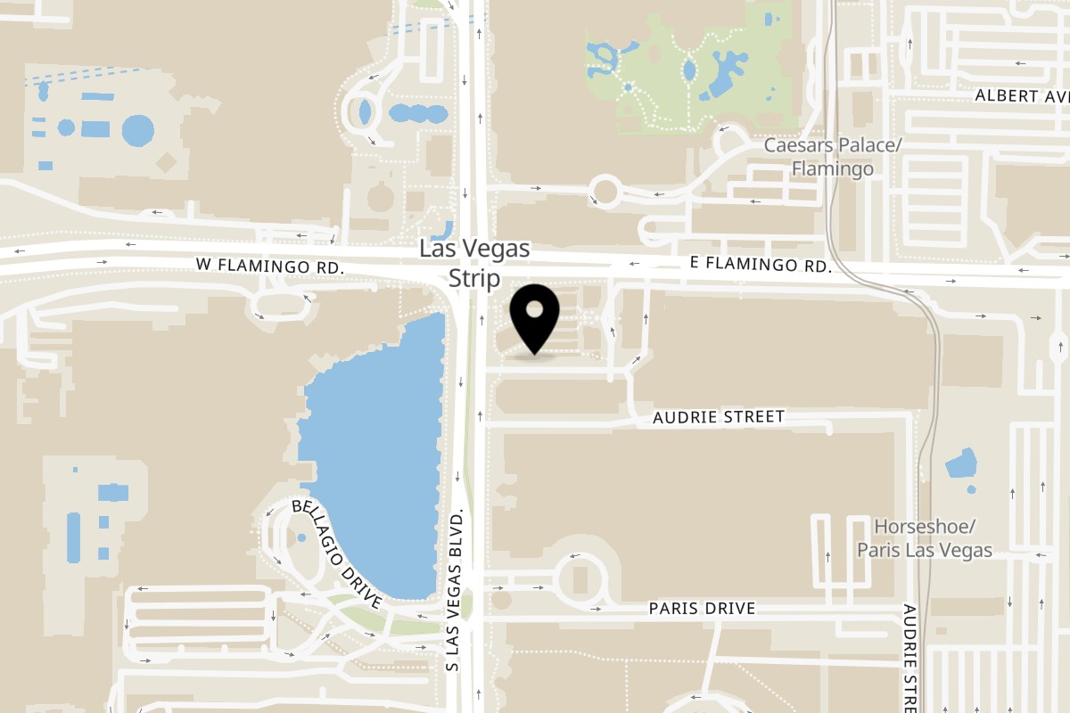 Map showing the location of Dirt Dog Las Vegas Strip – Dirt Dog Bar on 3649 S Las Vegas Blvd Ste 618 in Las Vegas